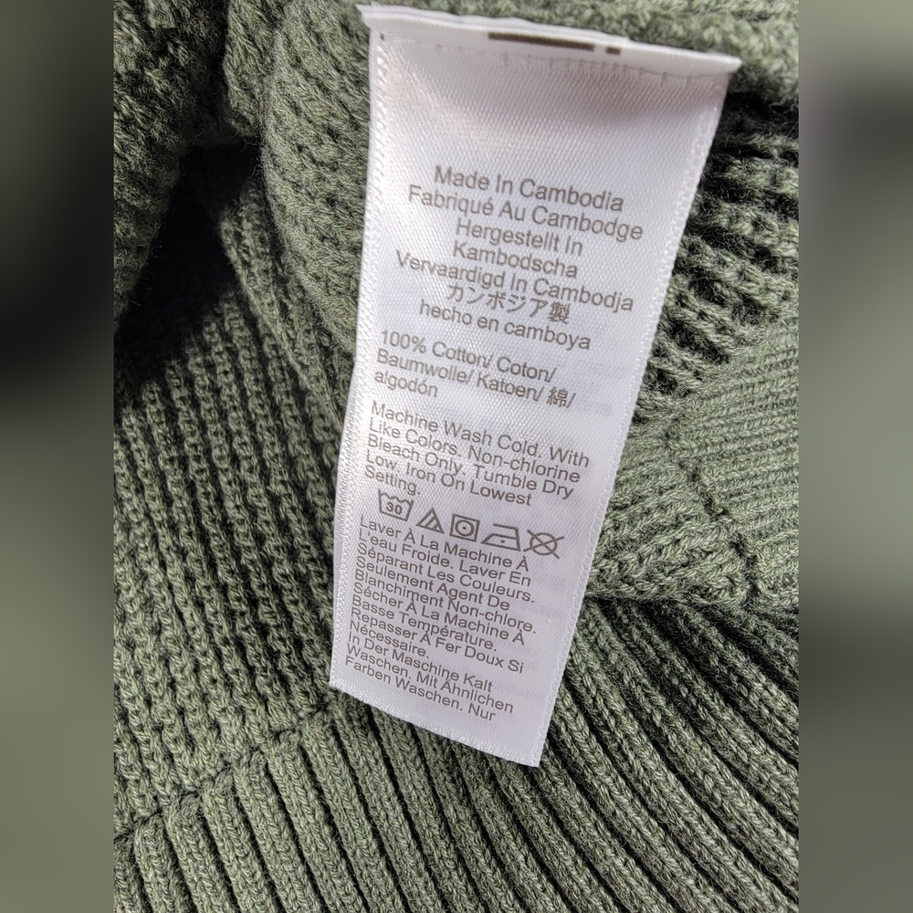 NWT J Crew Sweater Mens Medium Green Waffle Knit 1/4 Zip Pullover Preppy NEW - Picture 8 of 11